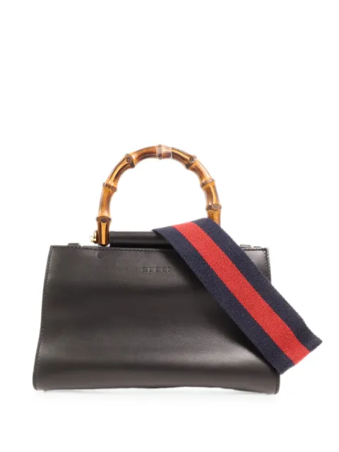 Gucci Pre-Owned Bamboo Nymphaea two-way leather tote bag Black 470271