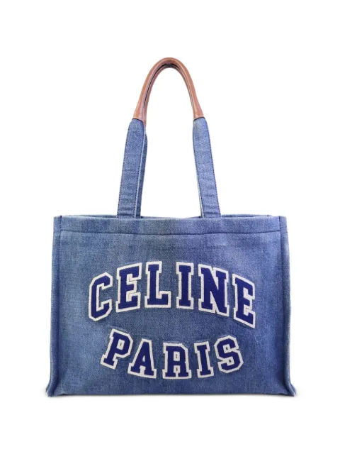 Celine Pre-Owned logo-patch denim tote bag Blue CABASDENIMTOTEBAG