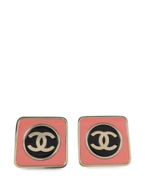 CHANEL Pre-Owned square-frame earrings Gold COCOMARKSQUARESTUDEARRINGS