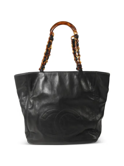 CHANEL Pre-Owned CC tortoise-shell handle tote bag Black VINTAGESHOULDERBAG