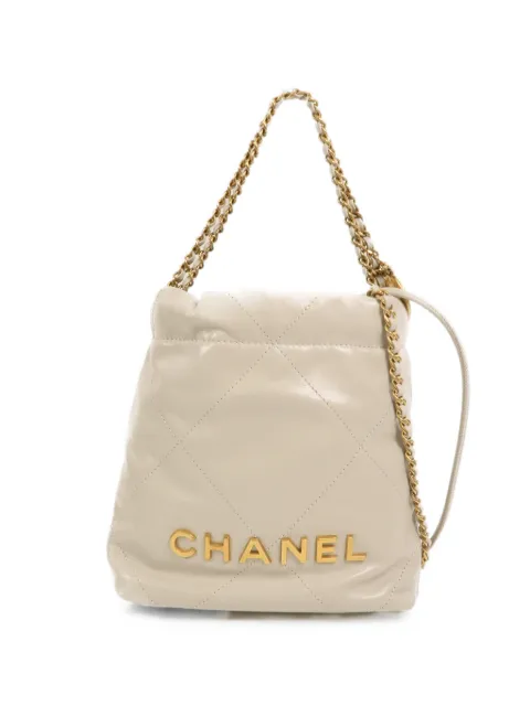 CHANEL Pre-Owned 22 Mini diamond-quilted shoulder bag Neutrals AS3980