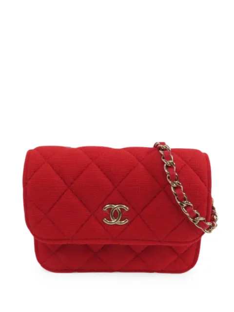 CHANEL Pre-Owned CC diamond-quilted shoulder bag Red SHOULDERBAG