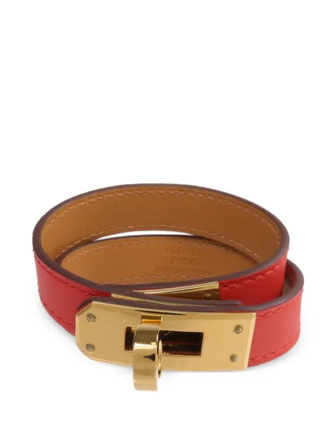 Hermès Pre-Owned Kelly Double Tour calfskin bracelet Red AREDGHW