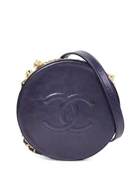 CHANEL Pre-Owned CC round leather crossbody bag Blue A91946
