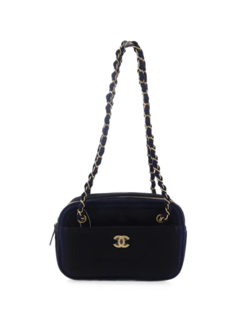 CHANEL Pre-Owned logo-plaque shoulder bag Blue CAMERABAG
