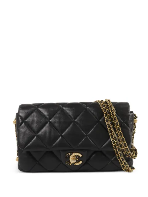 CHANEL Pre-Owned CC diamond-quilted flap shoulder bag Black AS2563