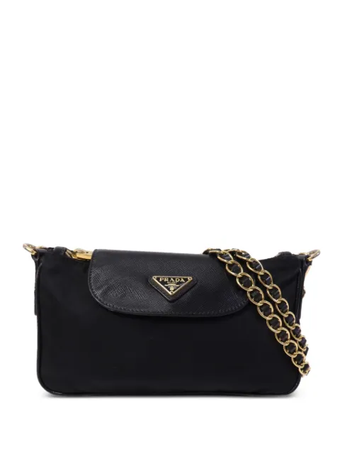 Prada Pre-Owned logo-plaque shoulder bag Black BT0779