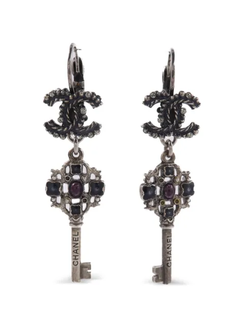CHANEL Pre-Owned CC key drop earrings Silver EARRING