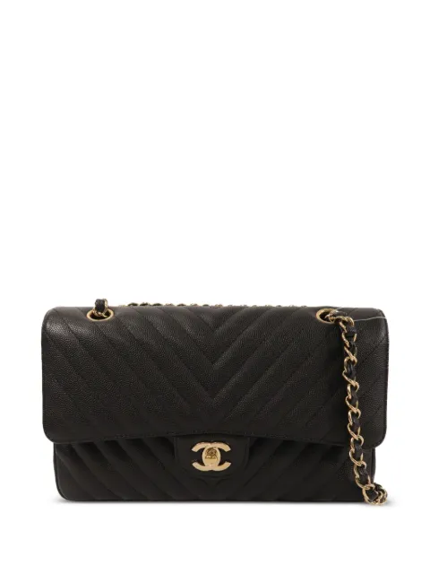 CHANEL Pre-Owned Chevron CC turn-lock shoulder bag Black CLASSIC25CHEVRON