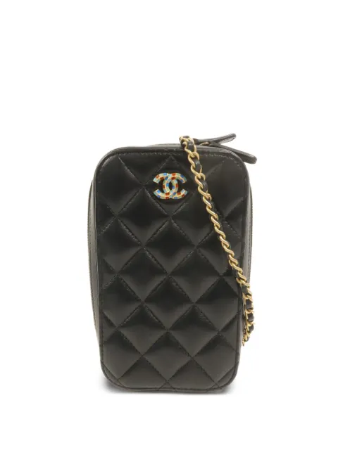 CHANEL Pre-Owned quilted CC phone holder shoulder bag Black AP0530