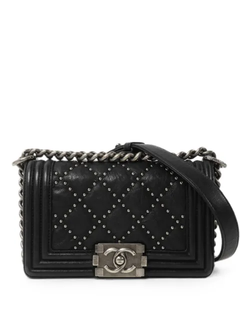 CHANEL Pre-Owned Boy 20 studded chain strap shoulder bag Black BOY20