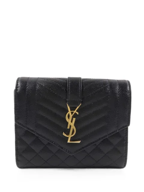 Saint Laurent Pre-Owned Cassandre matelassé tri-fold leather wallet Black 651028