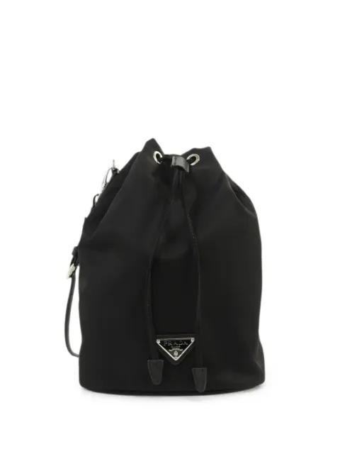 Prada Pre-Owned Re-Nylon drawstring clutch bag Black 1NS369