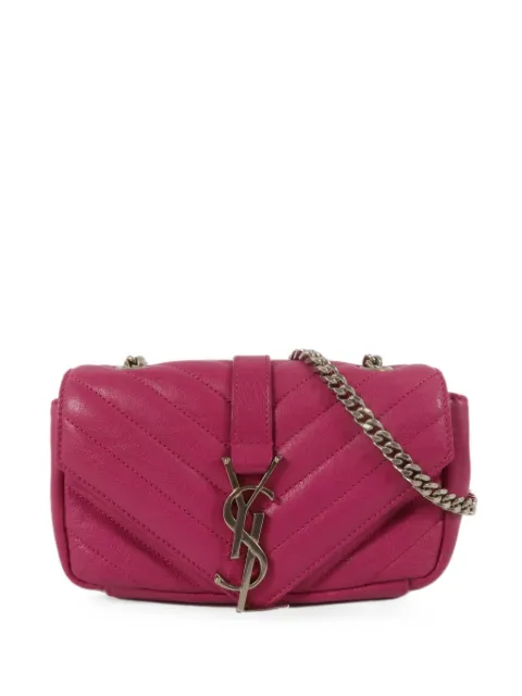 Saint Laurent Pre-Owned quilted leather logo-plaque shoulder bag Pink 399289