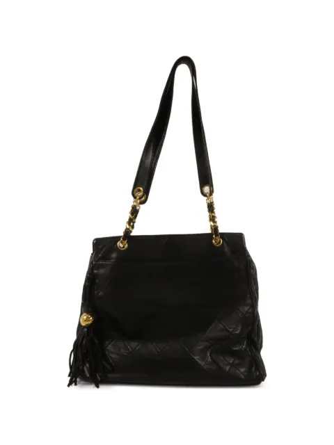 CHANEL Pre-Owned diamond-quilting tassel-detail tote bag Black VINTAGETOTE