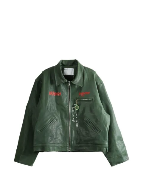 Paly I Am Not Ashamed leather jacket Green 7U006Q1010GRN