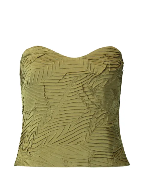 Ulla Johnson Heleen pleated satin bustier top Green PF260242MSGLD