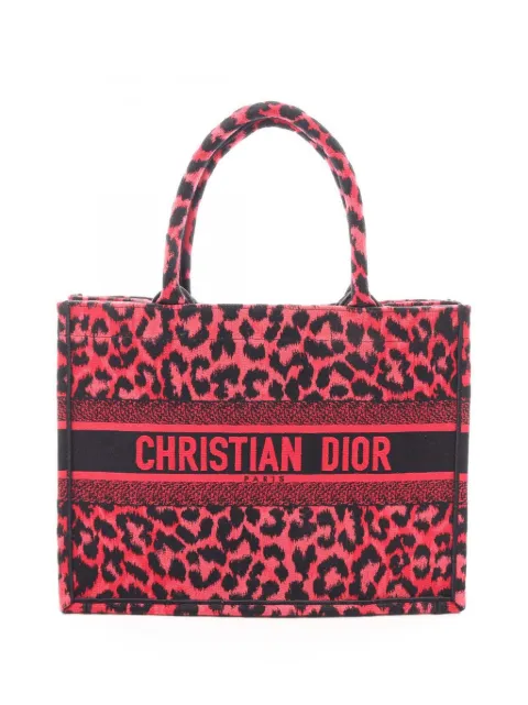 Christian Dior Pre-Owned 2010-2026 Mizza Medium Embroidered Canvas Leopard Book tote bag Red ACDQFUN3IN446V0N