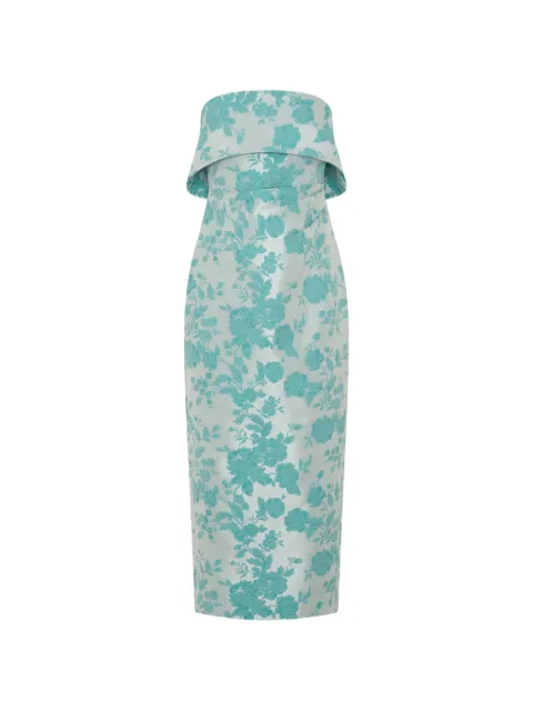 Anna Quan Gretel floral-jacquard strapless midi dress Blue GRETELDRESS