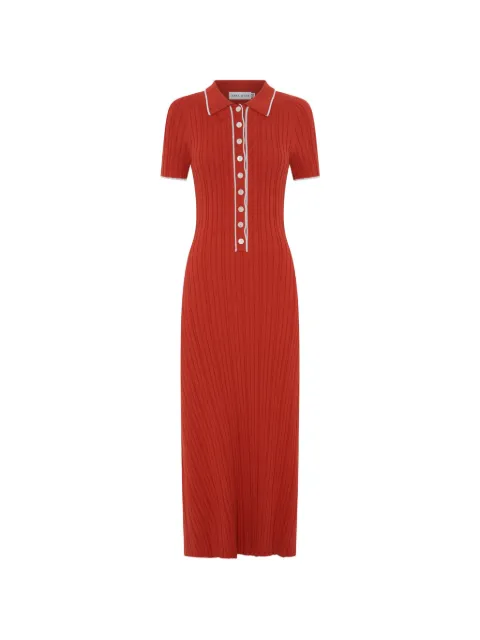 Anna Quan Penelope ribbed-knit contrast-trim midi dress Orange PENELOPEDRESS