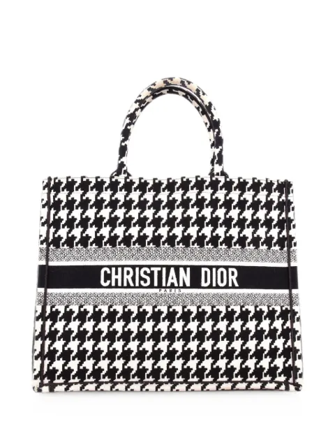 Christian Dior Pre-Owned Book Houndstooth Canvas Large tote bag Black J7PIA5DU2JZ470UJ