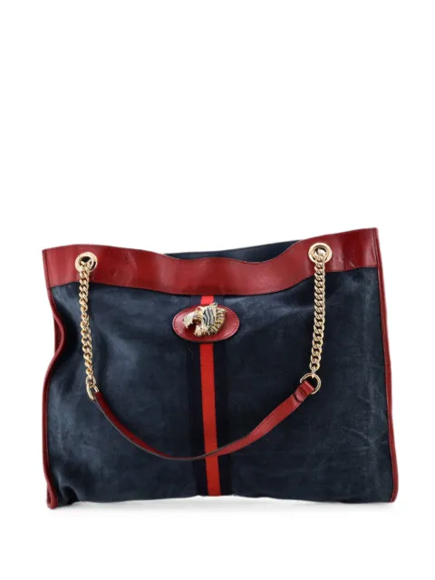 Gucci Pre-Owned Rajah Chain Suede Large tote bag Blue ELHIPBUMECZPVVPZ