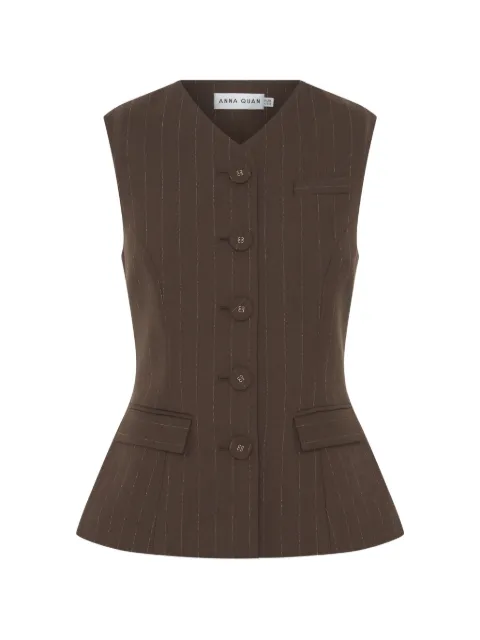 Anna Quan Kendall pinstripe-pattern peplum top Brown KENDALLTOP