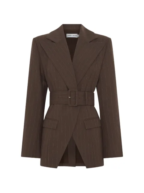 Anna Quan Colin belted pinstriped blazer Brown COLINBLAZER