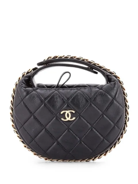 CHANEL Pre-Owned Chain Around Hobo Pouch Quilted Lambskin Mini clutch bag Black XTH6CGFWYR6CLUZF