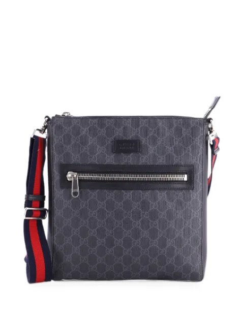 Gucci Pre-Owned Web Strap Front Zip Messenger Bag GG Coated Canvas Medium crossbody bag Black 5JHMYS9ETT0EINSQ
