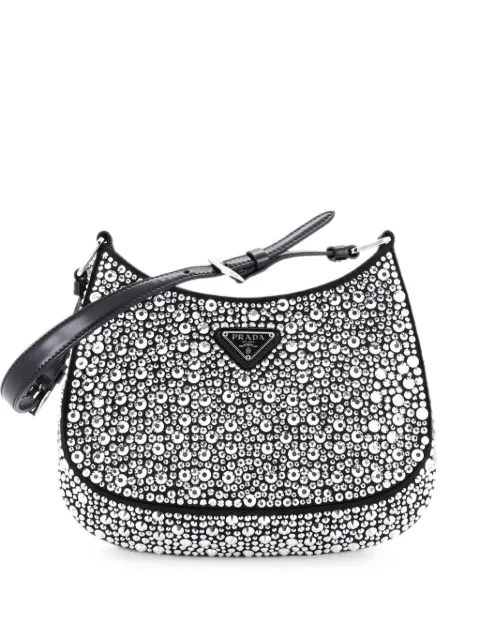 Prada Pre-Owned Cleo Shoulder Bag Crystal Embellished Satin Small crossbody bag Black VQW1YSMYU1MS4YR6