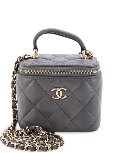 CHANEL Pre-Owned Classic Top Handle Vanity Case with Chain Quilted Lambskin Mini crossbody bag Grey 2G4CYE8FZURVQJV5