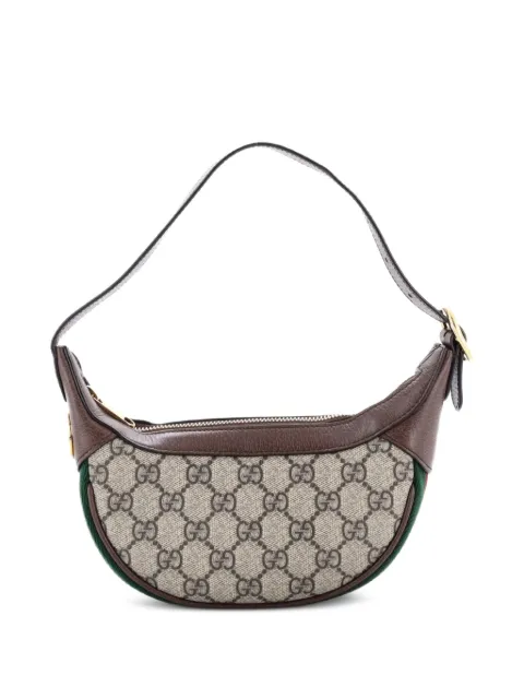 Gucci Pre-Owned Ophidia Half Moon Bag GG Coated Canvas Mini hobo bag Brown SQV9MGZLWUZRW34I