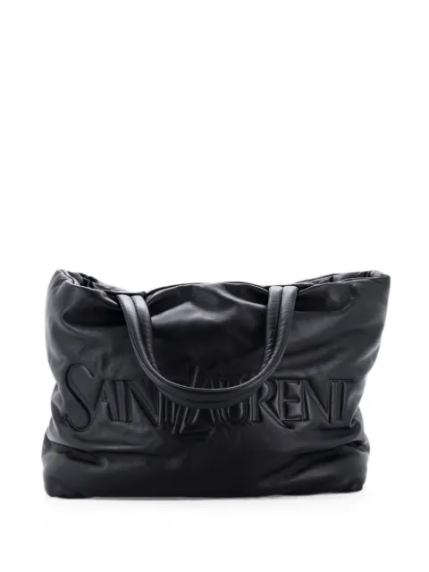 Saint Laurent Pre-Owned Debossed Logo Padded Leather tote bag Black QS0H5TIZF450R4TT