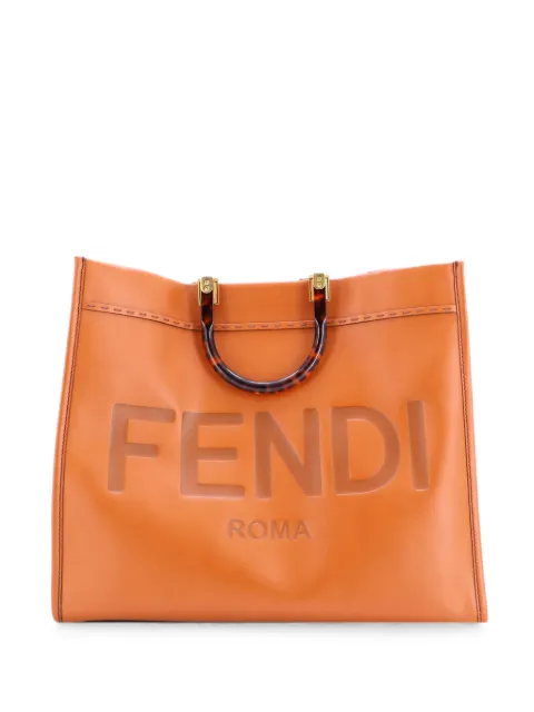 Fendi Pre-Owned Sunshine Shopper Leather Large tote bag Brown QQPE8FA20U0CNDVD