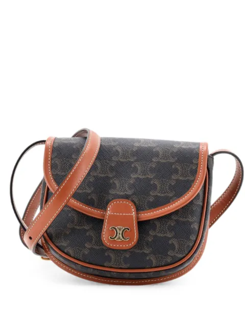 Celine Pre-Owned Besace Flap Bag Triomphe Coated Canvas Mini crossbody bag Brown PYT2815D2J8FFTHS