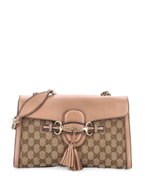 Gucci Pre-Owned Emily Chain Flap GG Canvas and Leather Medium shoulder bag Brown P3FFRY0IMTOQ5U46