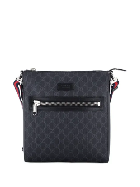 Gucci Pre-Owned Web Strap Front Zip Messenger Bag GG Coated Canvas Medium crossbody bag Black L3XAOJSOAB9QBBO8