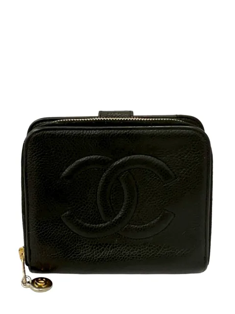 CHANEL Pre-Owned 1997-1999 CC Caviar Bifold Wallet small wallets Black XH1P71LCK8E9A5SK