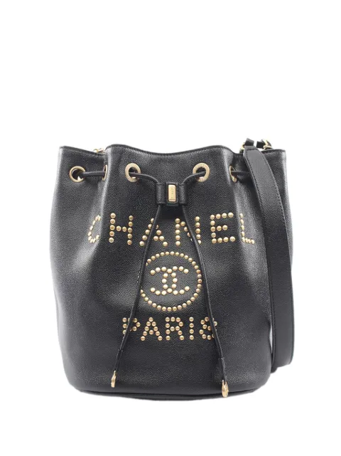 CHANEL Pre-Owned 2019 Caviar Deauville bucket bag Black 7007C8RQBWQSYLHC