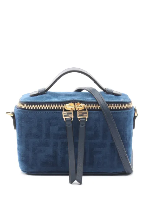 Fendi Pre-Owned 2010-2026 FF Embossed Denim Vanity Bag satchel Blue EWNFL4PD7SRN36RT