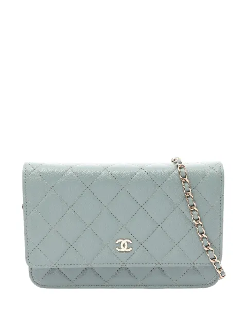 CHANEL Pre-Owned 2021-2026 CC Quilted Caviar Wallet on Chain crossbody bag Green 95DMQ1EBZSLVVU4I