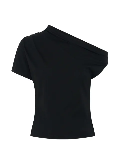 Anna Quan Astra one-shoulder draped T-shirt Black ASTRATSHIRT