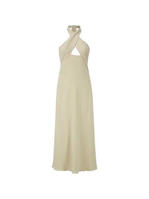Johanna Ortiz Light Heart halterneck crinkled-finish midi dress Neutrals PT04129