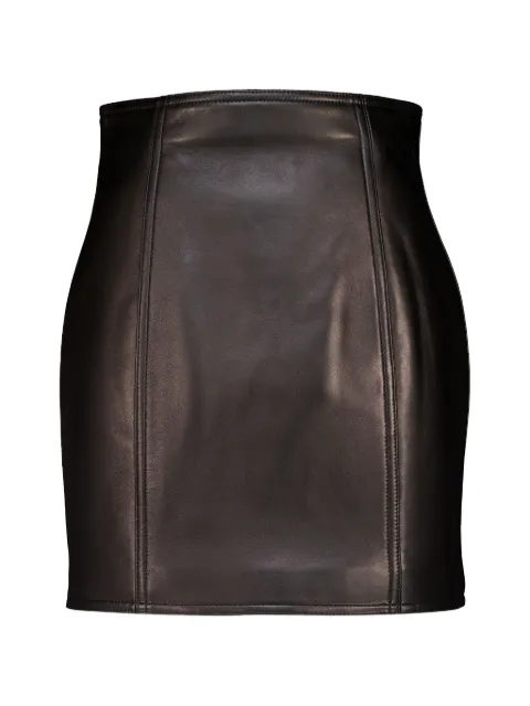 Balmain high-waist lambskin mini skirt Black HF1LBB54LE35