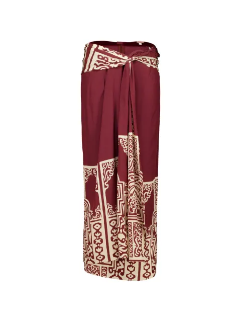 Johanna Ortiz knot-detail geometric-print skirt Red PT04036