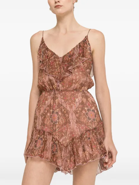 NISSA floral-print silk mini dress Brown RC17071PRINTBROWN