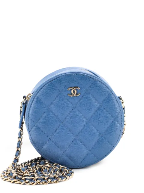 CHANEL Pre-Owned Round Clutch with Chain Quilted Caviar Mini crossbody bag Blue P5R1NUAHR6IXY31S