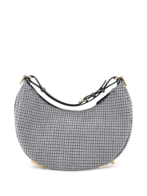 Fendi Pre-Owned Fendigraphy Bag Houndstooth Wool Small hobo bag Grey CZ65DMREATMJE126