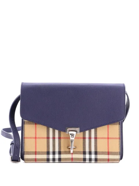 Burberry Pre-Owned Macken Leather and Vintage Check Canvas Small crossbody bag Blue CWNCMIP589THRS7Z